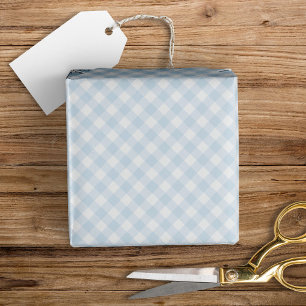 Modern + Sweet Light Blue Gingham  Wrapping Paper