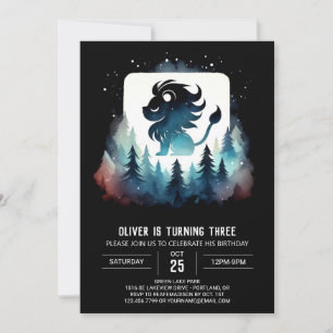 Modern Sweet Lion Birthday Invitation