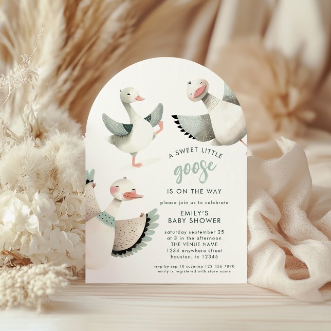 Modern Sweet Little Goose Baby Shower  Invitation (Creator Uploaded)