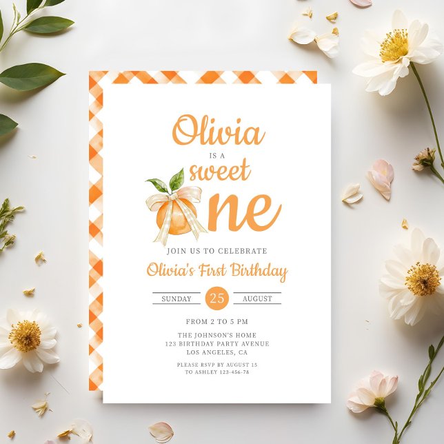 Modern Sweet One Orange Citrus 1st Birthday Invitation (Modern Sweet One Orange Citrus 1st Birthday Invitation)