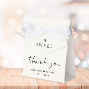 Modern Sweet Thank You Cream Wedding Favour Box