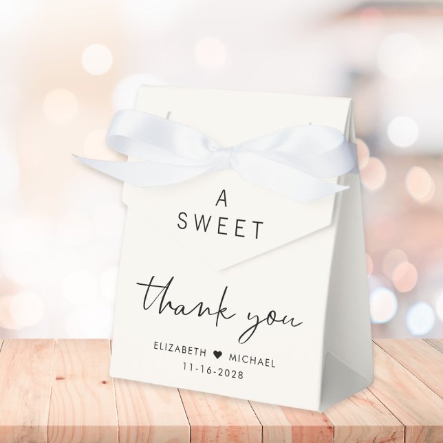 Modern Sweet Thank You Cream Wedding Favour Box (Creator Uploaded)