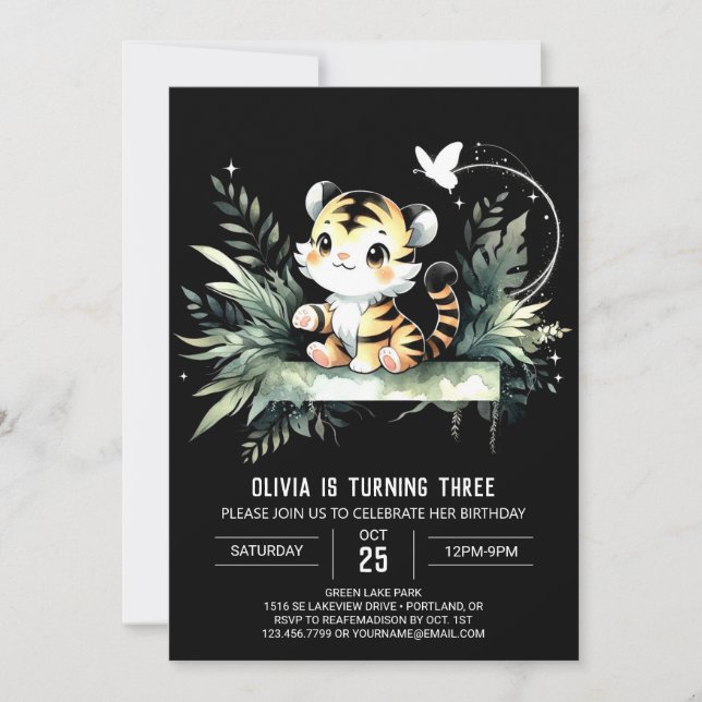 Modern Sweet Tiger Birthday Invitation (Front)