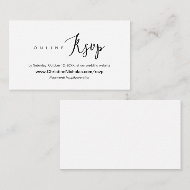 Modern sweet, Wedding Online RSVP website,   Enclosure Card (Front/Back)
