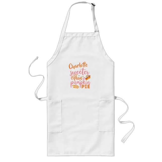 Modern Sweeter Than Pumpkin Pie Fall Thanksgiving Long Apron (Front)