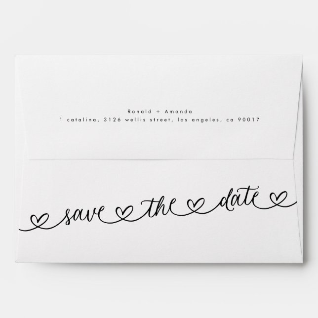 Modern Sweethearts Wedding Save the Date Envelope (Back (Top Flap))