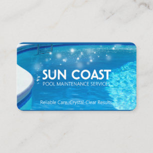 Modern Swimming Pool Maintenance Service QR Code Business Card