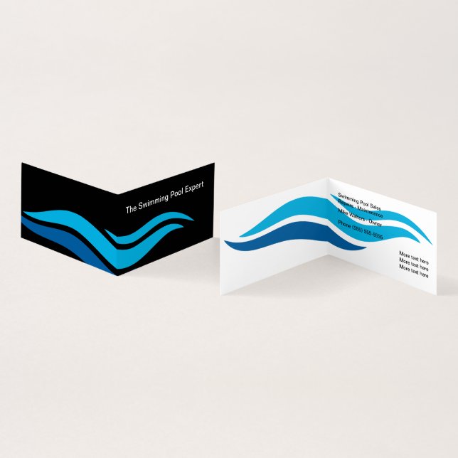 Modern Swimming Pool Service Business Card (Inside and Outside)