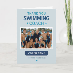 Modern Swimming Team Photo Coach Thank You Card