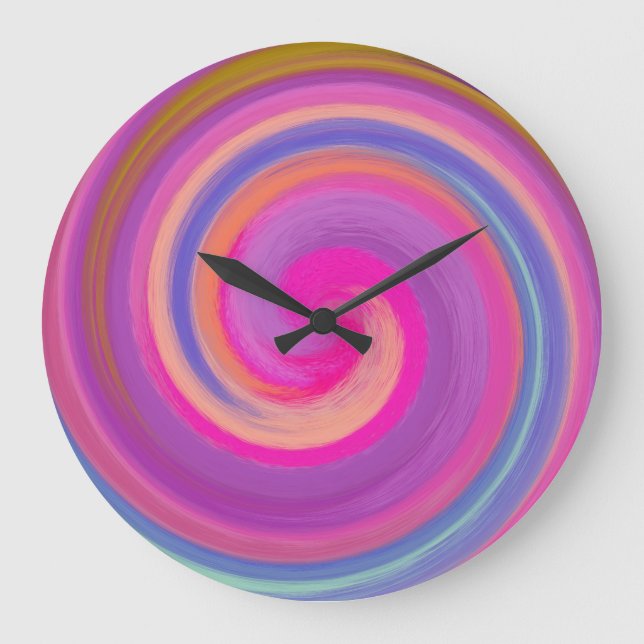 Modern Swirl Abstract Art #14 Large Clock (Front)