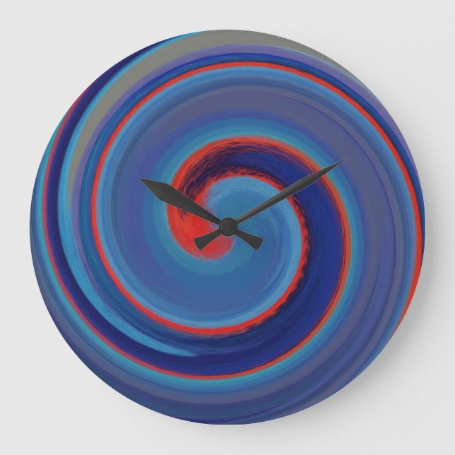 Modern Swirl Abstract Art #30 Large Clock (Front)