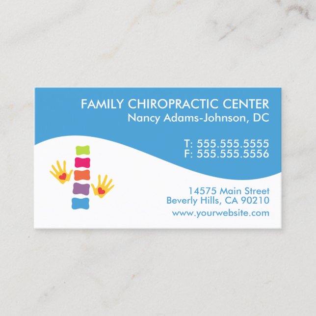 Modern Swirl Colourful Chiropractic Business Cards (Front)
