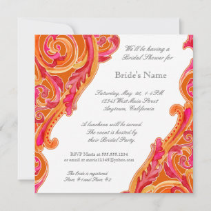 Modern Swirl Flourish Heart Bridal Shower Invite