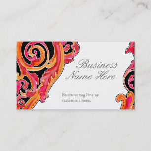 Modern Swirl Flourish Heart Tangerine Hot Pink Business Card