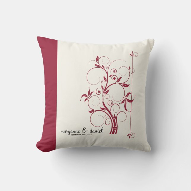 Modern Swirl Flourish Scroll Vintage Leaf Pattern Cushion (Front)