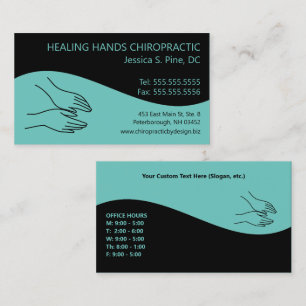 Modern Swirl Hands Logo Chiropractor Business Card