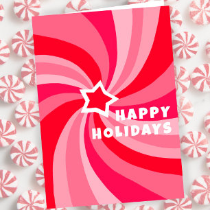 Modern Swirl HAPPY HOLIDAYS Star Custom Christmas Card
