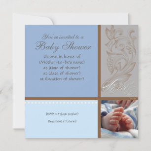 Modern Swirl n Polka Dot - Baby Boy Shower Invite