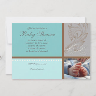 Modern Swirl n Polka Dot - Baby Boy Shower Invite