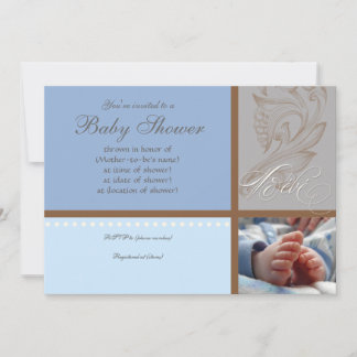 Modern Swirl n Polka Dot - Baby Boy Shower Invite