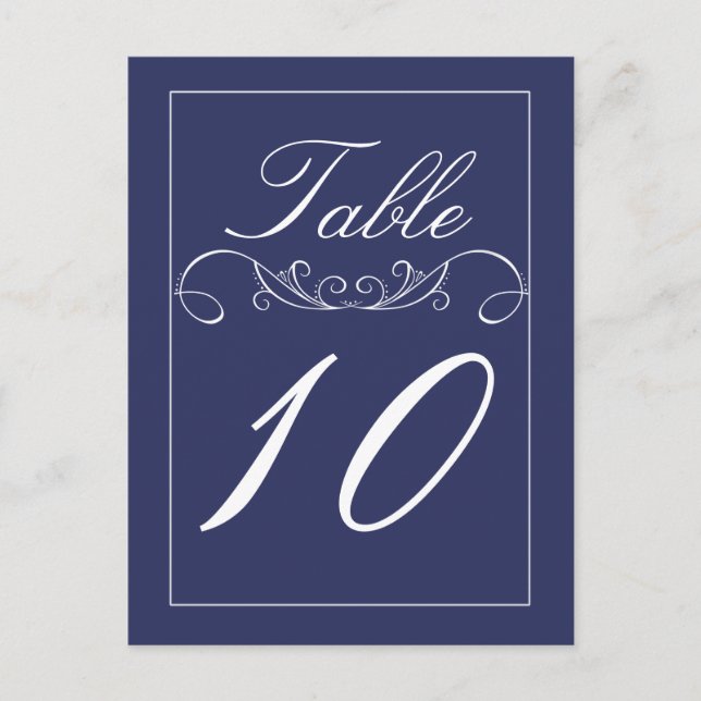 Modern Swirl Navy Wedding Table Number Cards