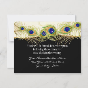 Modern Swirl Peacock Feathers Monogram Monogrammed Invitation