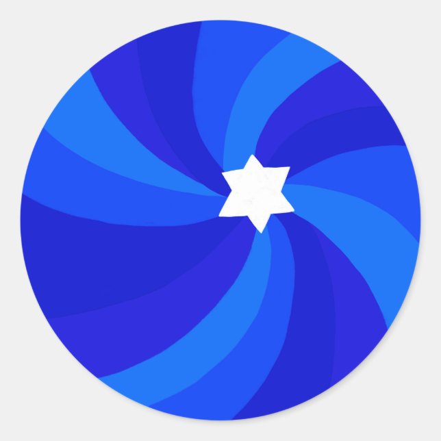 Modern Swirl Star of David Bar Bar Mitzvah Custom Classic Round Sticker (Front)