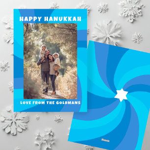 Modern Swirl Star of David HAPPY HANUKKAH CUSTOM Holiday Card