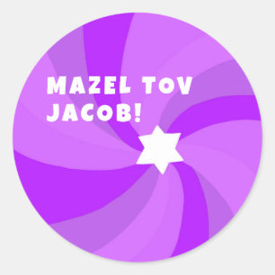 Modern Swirl Star of David MAZEL TOV CUSTOM Classic Round Sticker