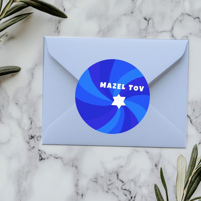Modern Swirl Star of David MAZEL TOV Mitzvah  Classic Round Sticker (Modern Swirl Star of David MAZEL TOV Mitzvah Classic Round Sticker
)