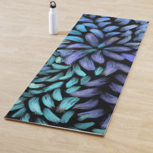Modern swirling teal and blue petals canvas print  yoga mat