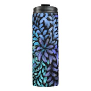 Modern swirling teal and blue petals  thermal tumbler