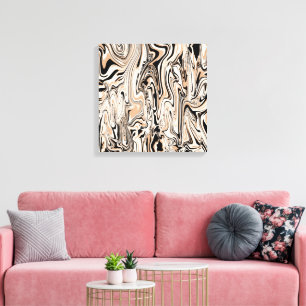 Modern Swirls Watercolor Brown Black Pattern    Canvas Print