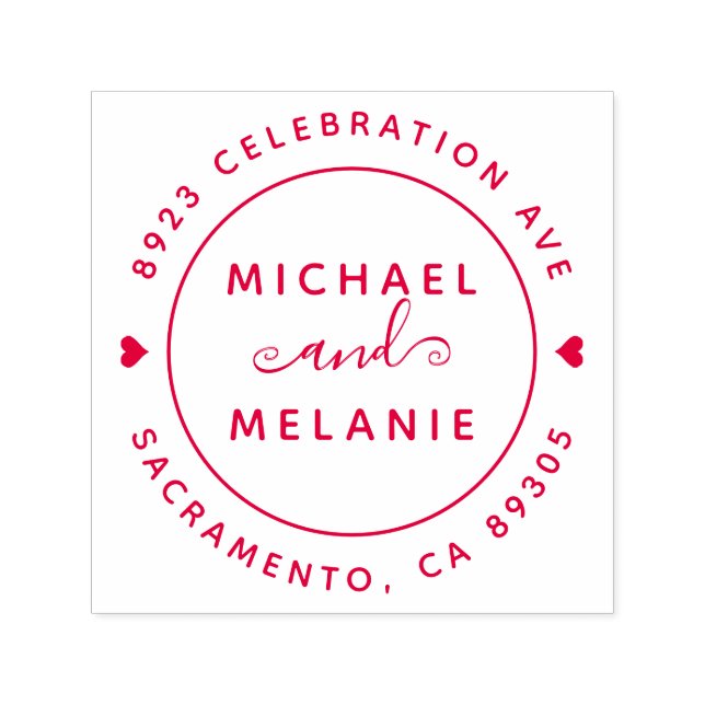 Modern Swirls Wedding Round Return Address Self-inking Stamp (Design)