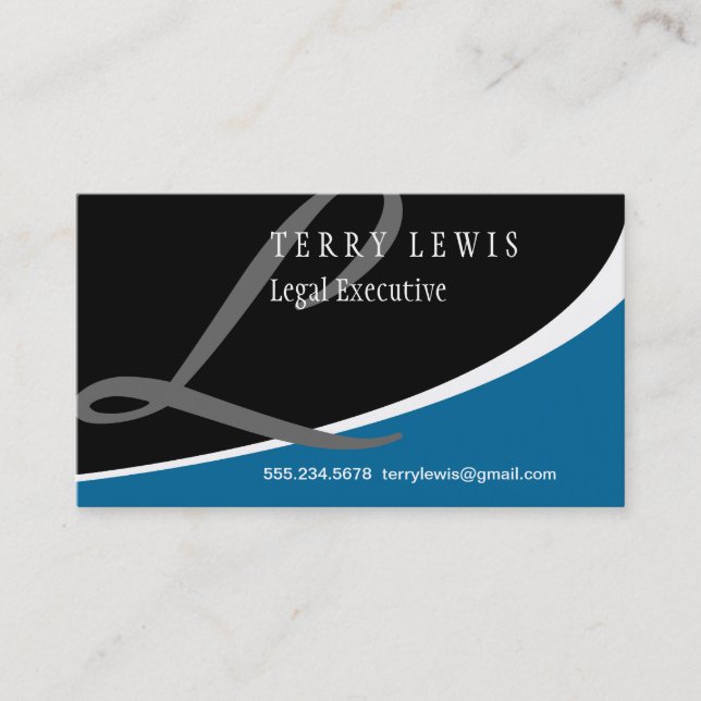 Modern Swoosh Monogram L Business Card (Front)