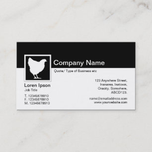 Modern Symbol - Black and White - White Chicken Business Card