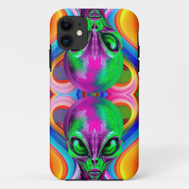 Modern Symmetric Colourful Double Head Alien  Case-Mate iPhone Case (Back)