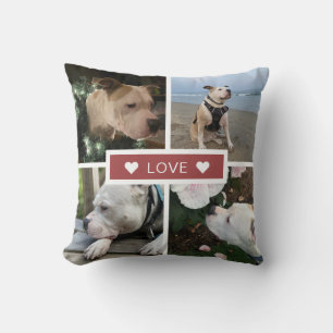 Modern Sympathy Pet Photos Collage Cushion