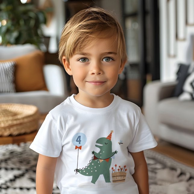 Modern T-Rex Dinosaur Birthday Party  T-Shirt (Creator Uploaded)