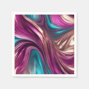 Modern Table Decor-Viva Magenta Turquoise and Gold Napkin