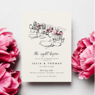 Modern Table Sketch Rehearsal Dinner Invitation