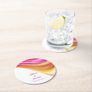 Modern Table Supplies-Pink Orange Yellow- Round Paper Coaster