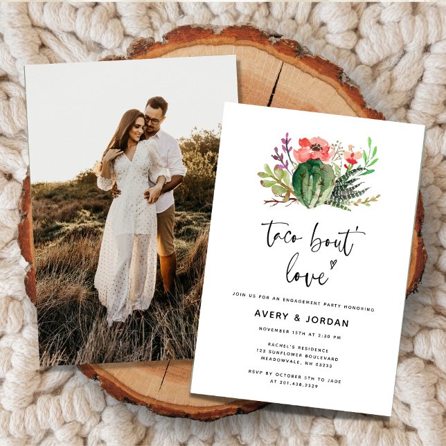 Modern Taco Bout Love Cactus Engagement Party  Invitation (Creator Uploaded)