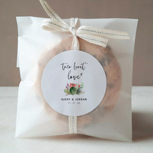 Modern Taco Bout Love Cactus Succulent Wedding  Classic Round Sticker