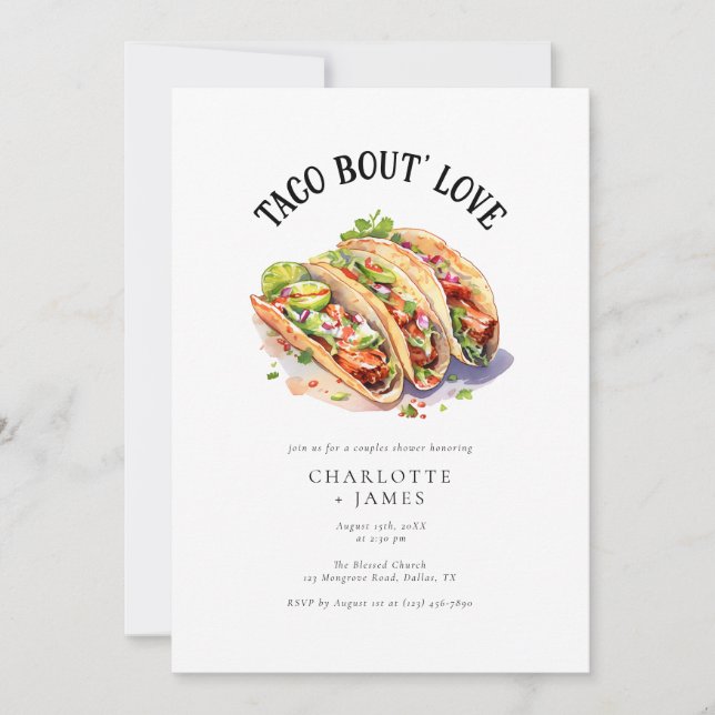 Modern Taco Bout Love Couples Bridal Shower Invitation (Front)