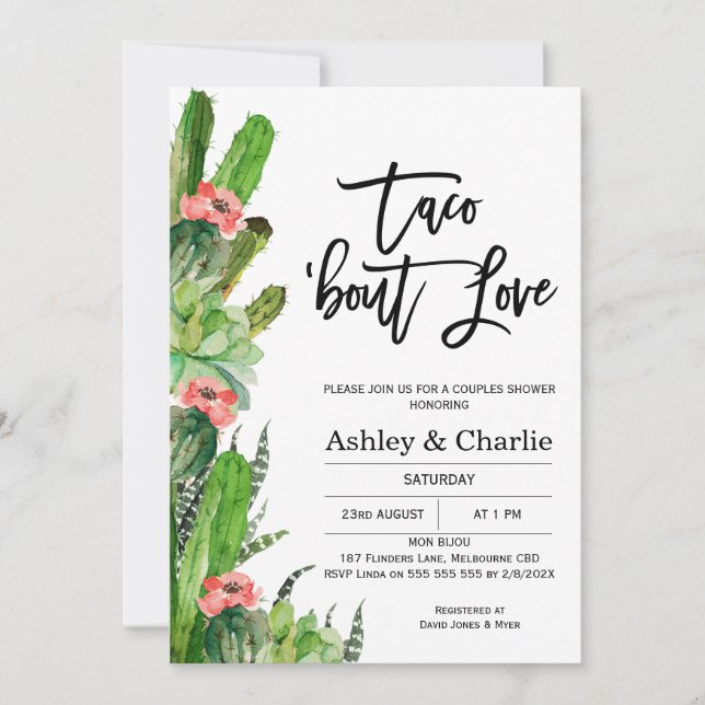 Modern Taco 'bout Love Couples Shower Invitation (Front)