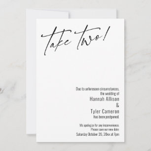Modern Take Two! Simple Postponed Wedding Card