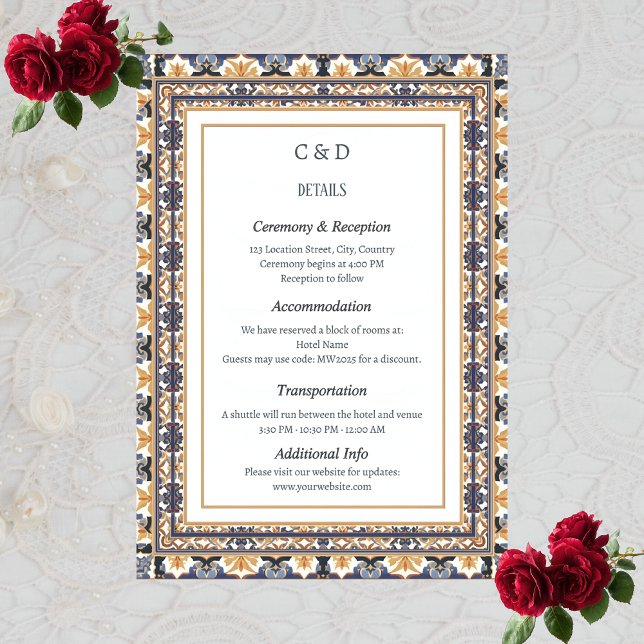 Modern Talavera Heritage Elegant Wedding Enclosure Card (Creator Uploaded)