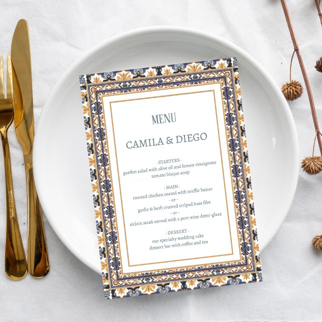 Modern Talavera Heritage Elegant Wedding Menu (Creator Uploaded)