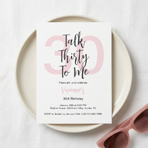 Modern Talk Thirty To Me Pink 30th Birthday Party Invitation